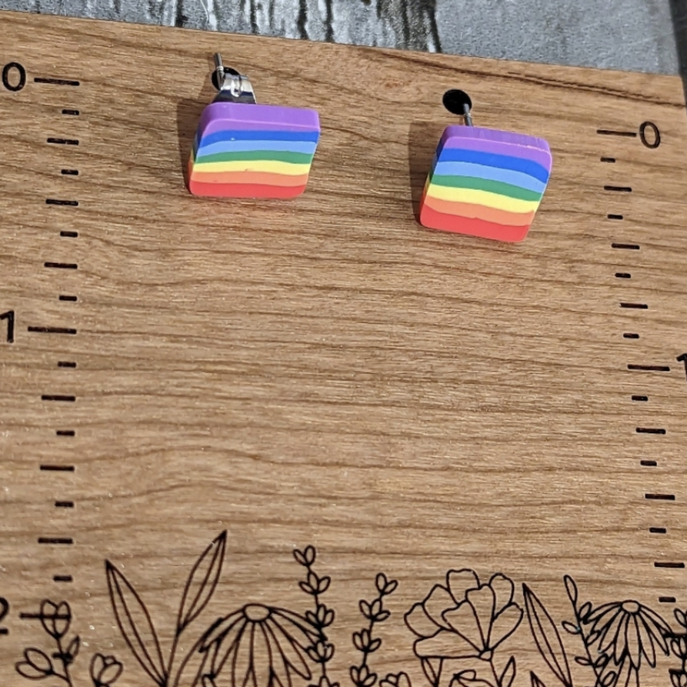 Rainbow Clay Stud Earrings NEW!